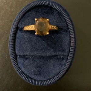 Costume Smoky Quartz Gold Ring Size 9